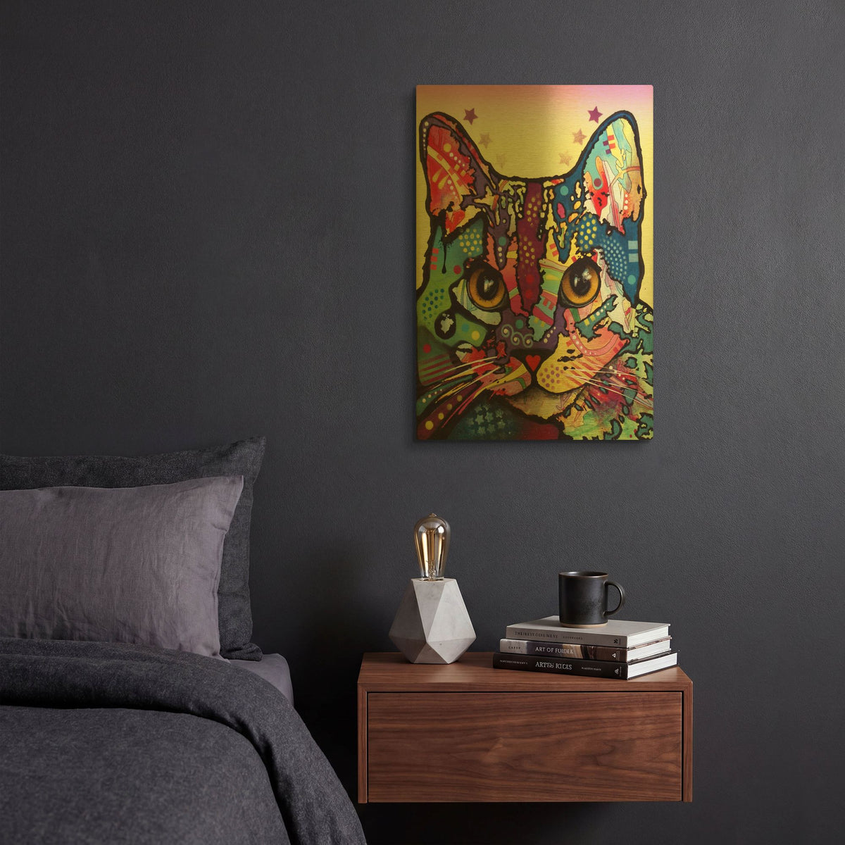 'Maya Cat' By Dean Russo Gold Metal Wall Art