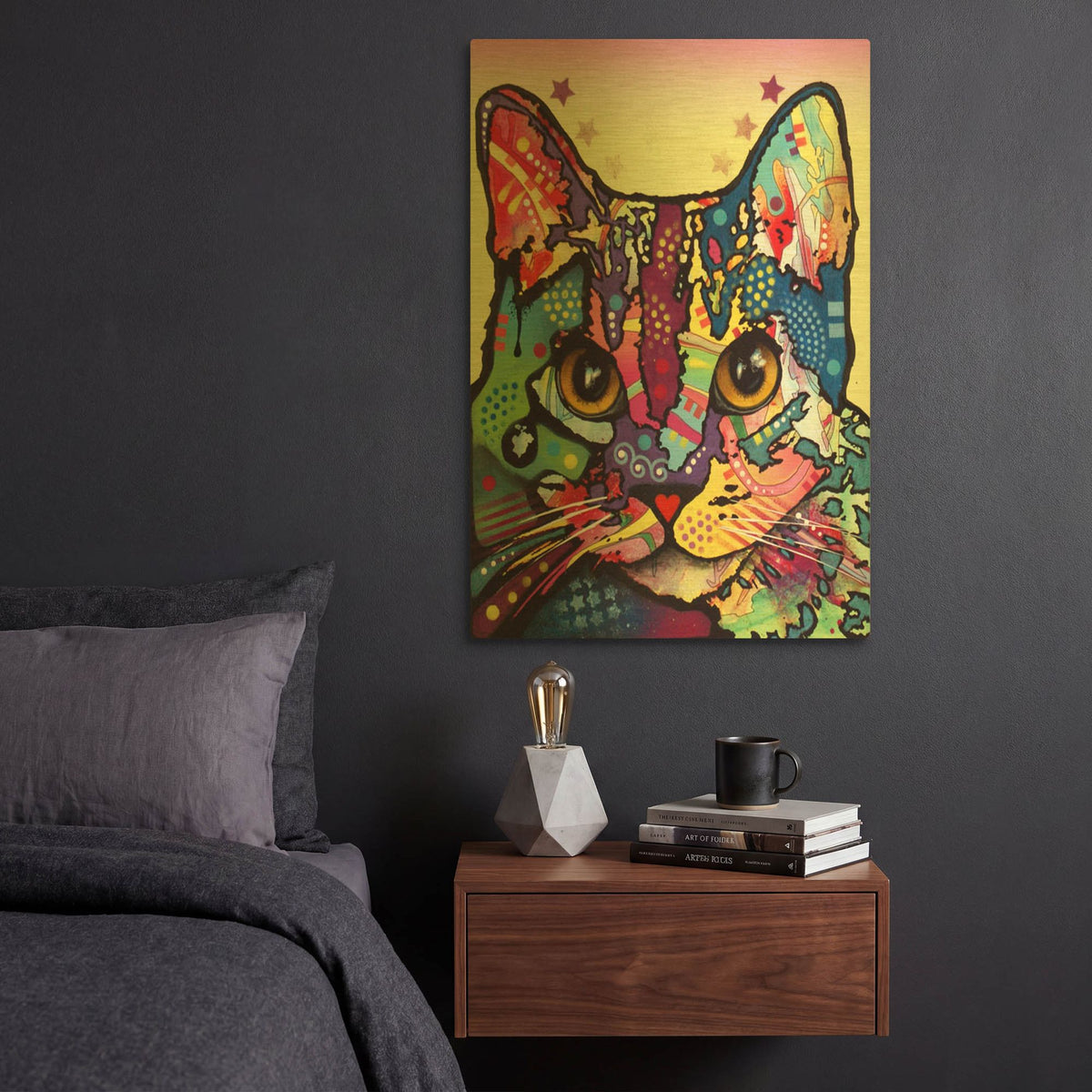 'Maya Cat' By Dean Russo Gold Metal Wall Art