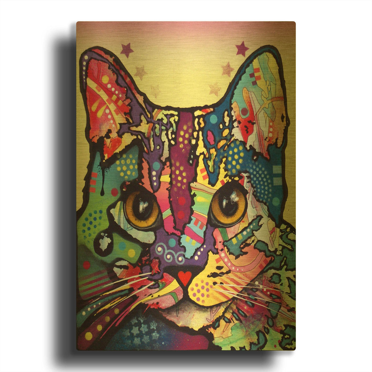 'Maya Cat' By Dean Russo Gold Metal Wall Art