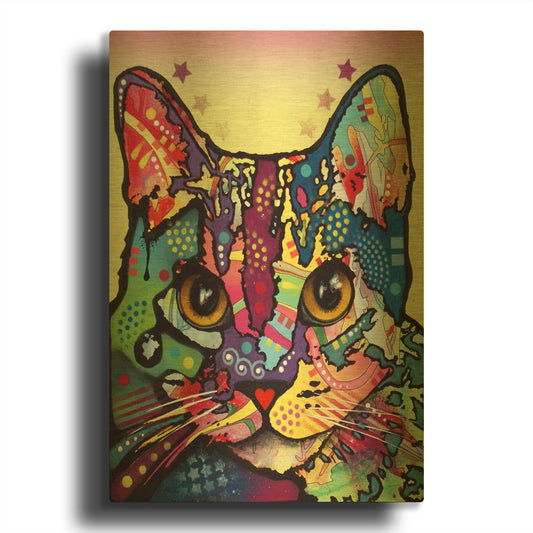 'Maya Cat' By Dean Russo Gold Metal Wall Art