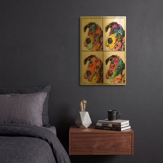 '4 Danes' By Dean Russo Gold Metal Wall Art