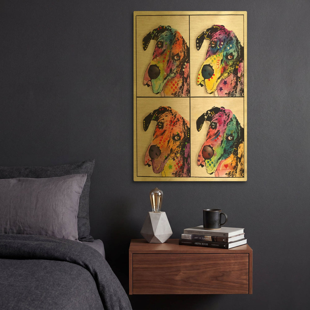 '4 Danes' By Dean Russo Gold Metal Wall Art