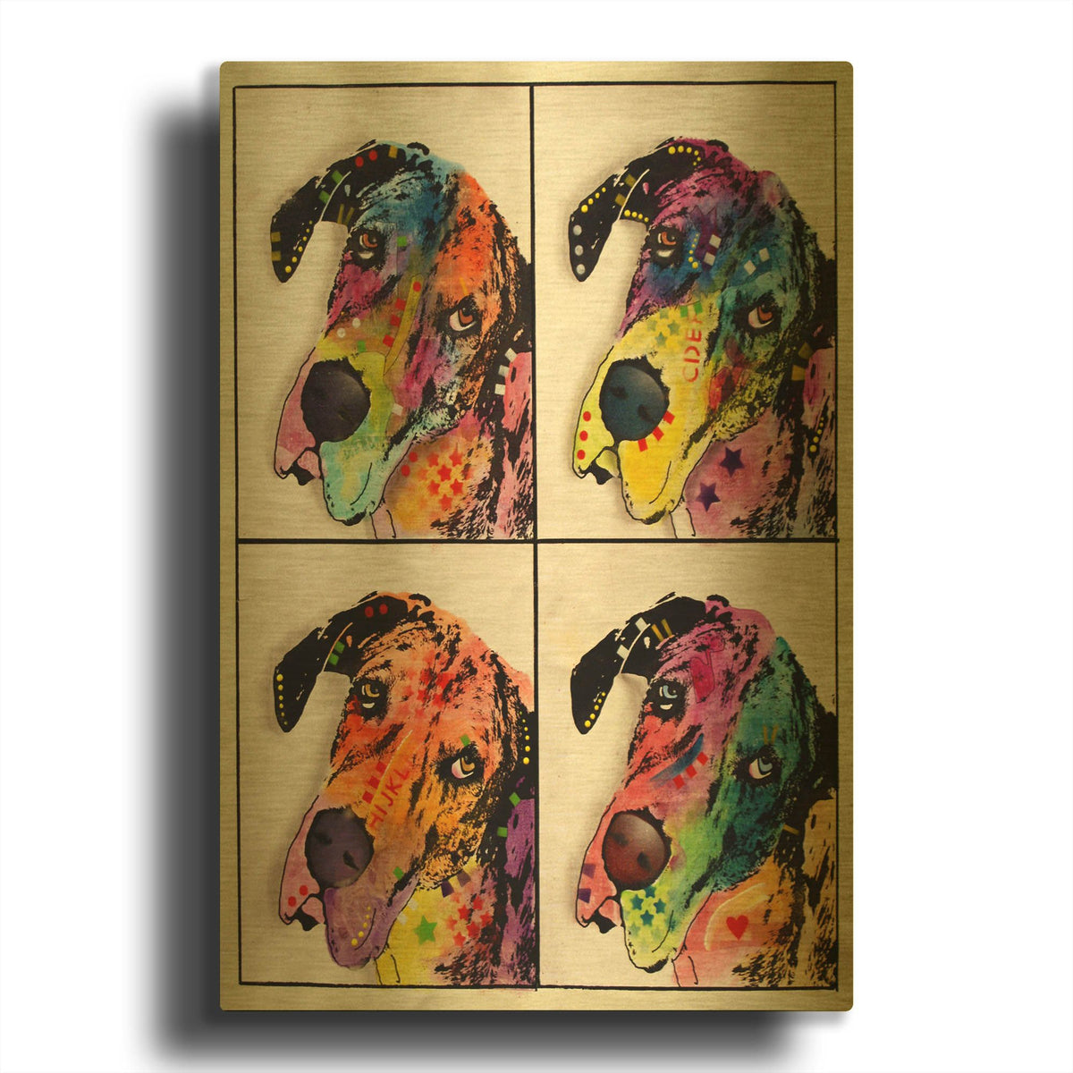 '4 Danes' By Dean Russo Gold Metal Wall Art