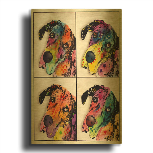 '4 Danes' By Dean Russo Gold Metal Wall Art