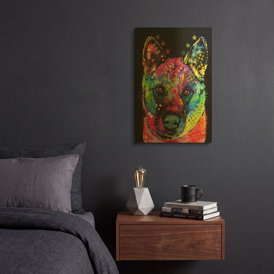 'Akita 2' By Dean Russo Gold Metal Wall Art