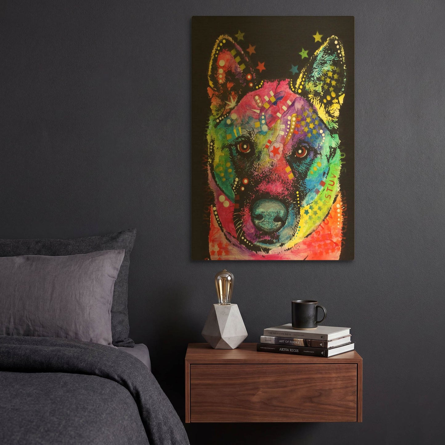 'Akita 2' By Dean Russo Gold Metal Wall Art