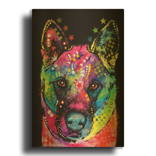 'Akita 2' By Dean Russo Gold Metal Wall Art