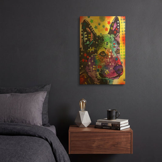 'Aus Cattle Dog' By Dean Russo Gold Metal Wall Art