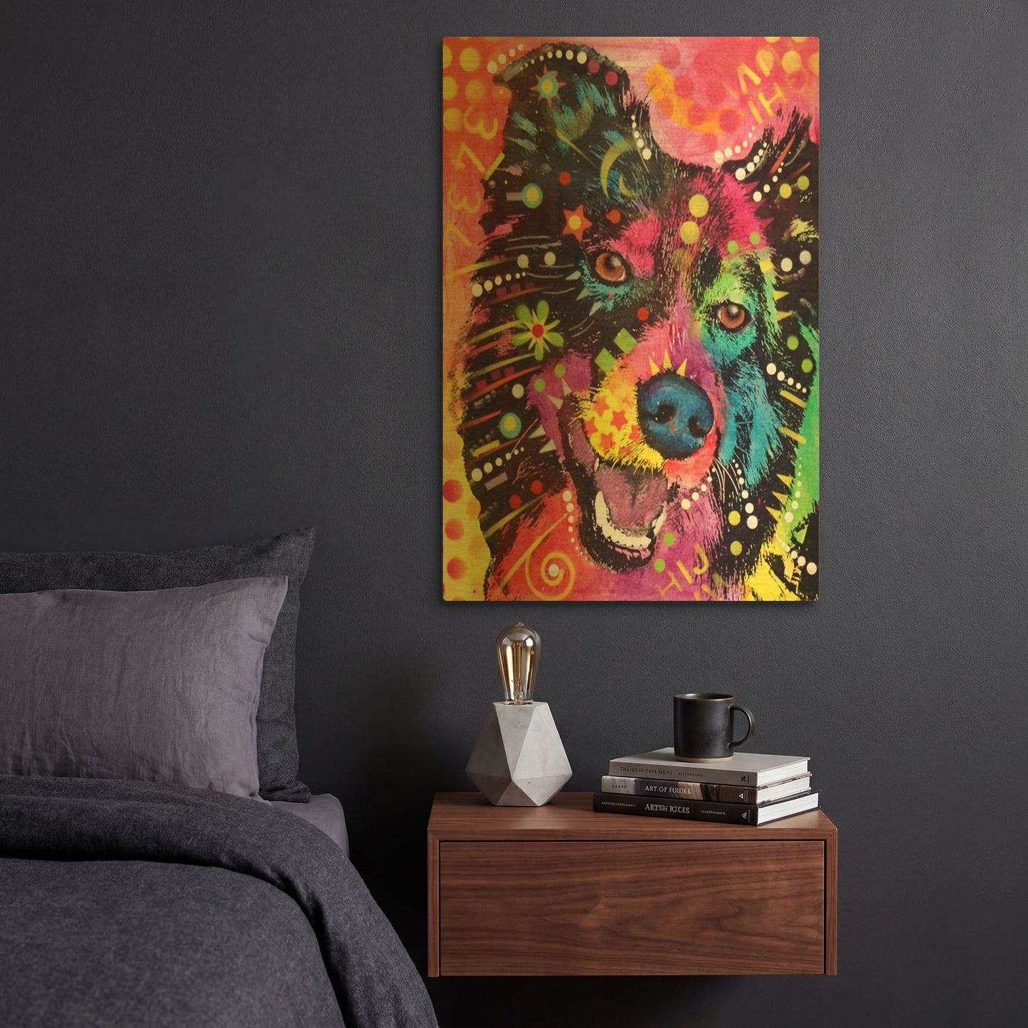 'Border Collie 2' By Dean Russo Gold Metal Wall Art