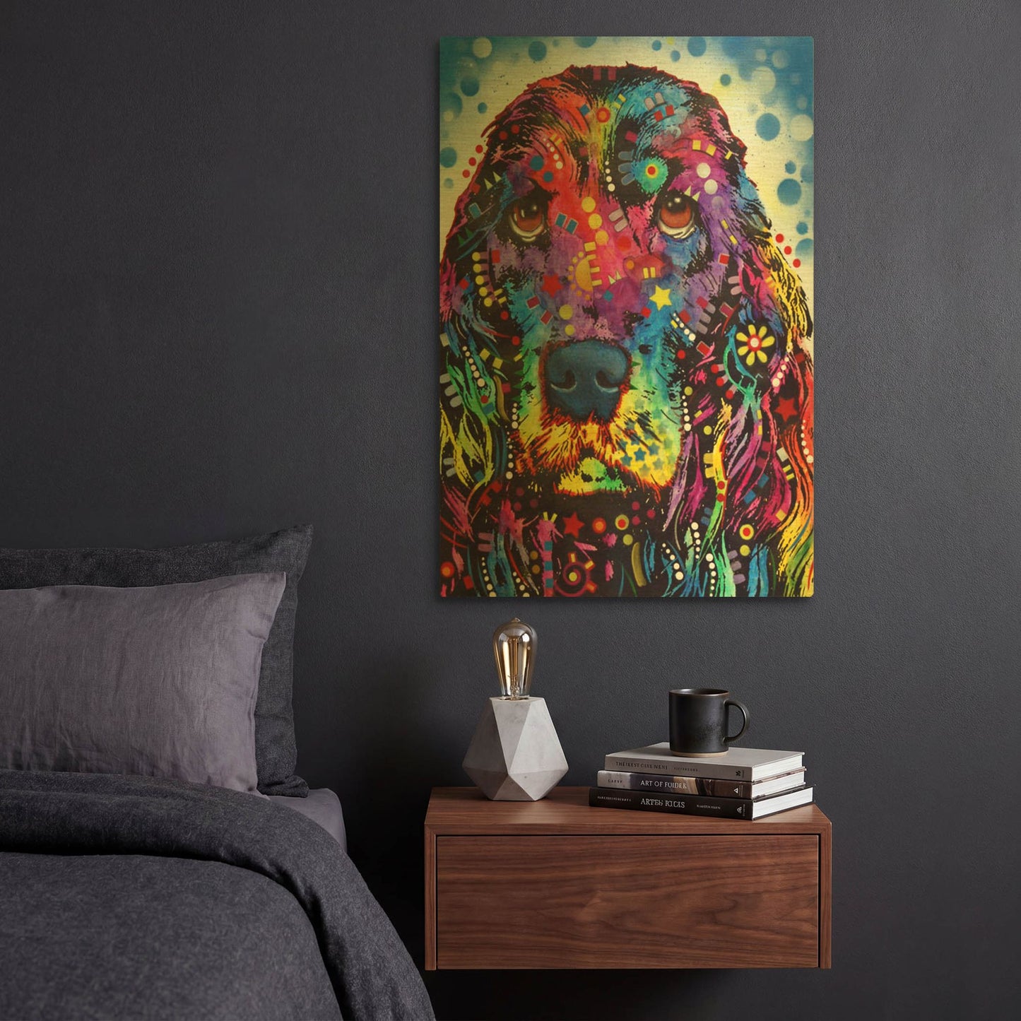 'Cocker Spaniel 2' By Dean Russo Gold Metal Wall Art