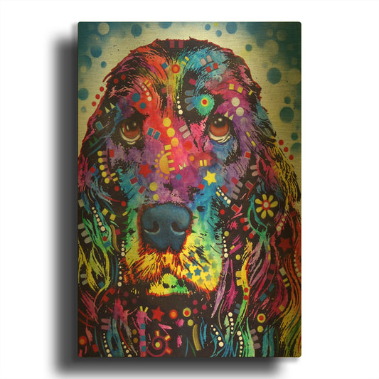 'Cocker Spaniel 2' By Dean Russo Gold Metal Wall Art
