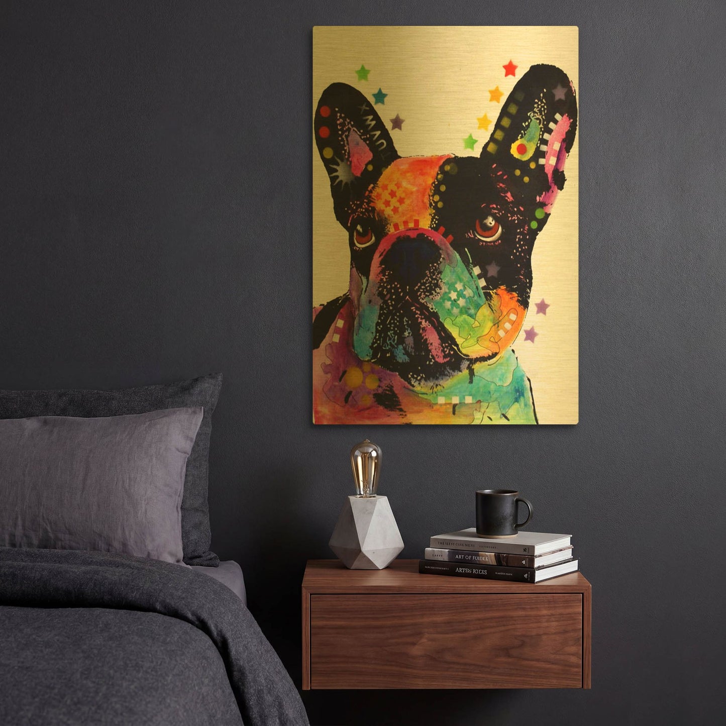'French Bulldog' By Dean Russo Gold Metal Wall Art