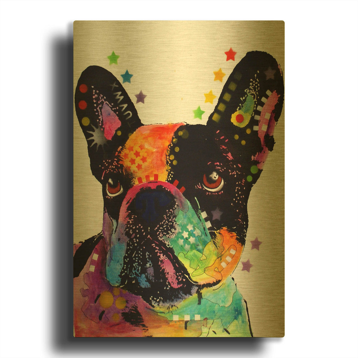 'French Bulldog' By Dean Russo Gold Metal Wall Art