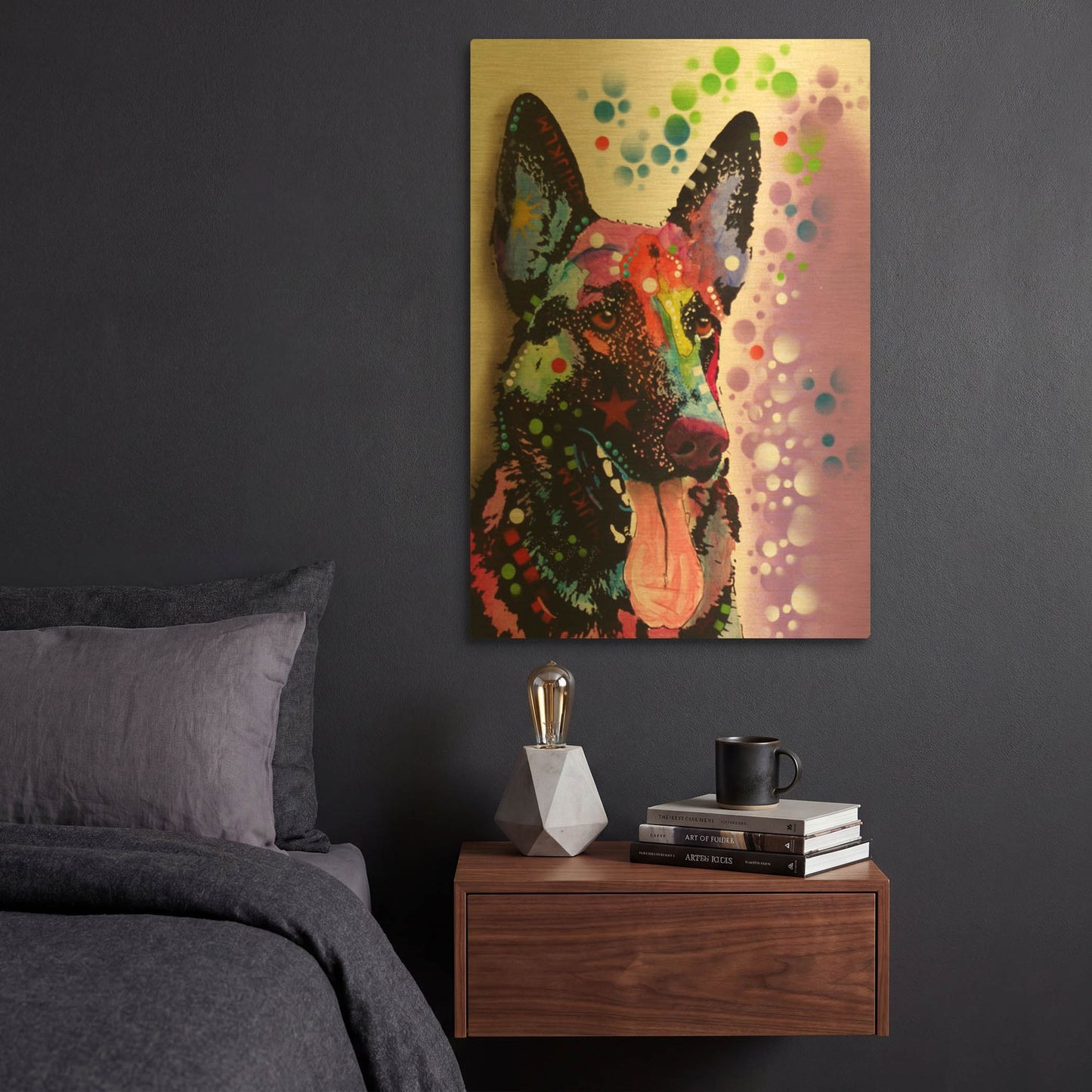 'German Shepherd 2' By Dean Russo Gold Metal Wall Art