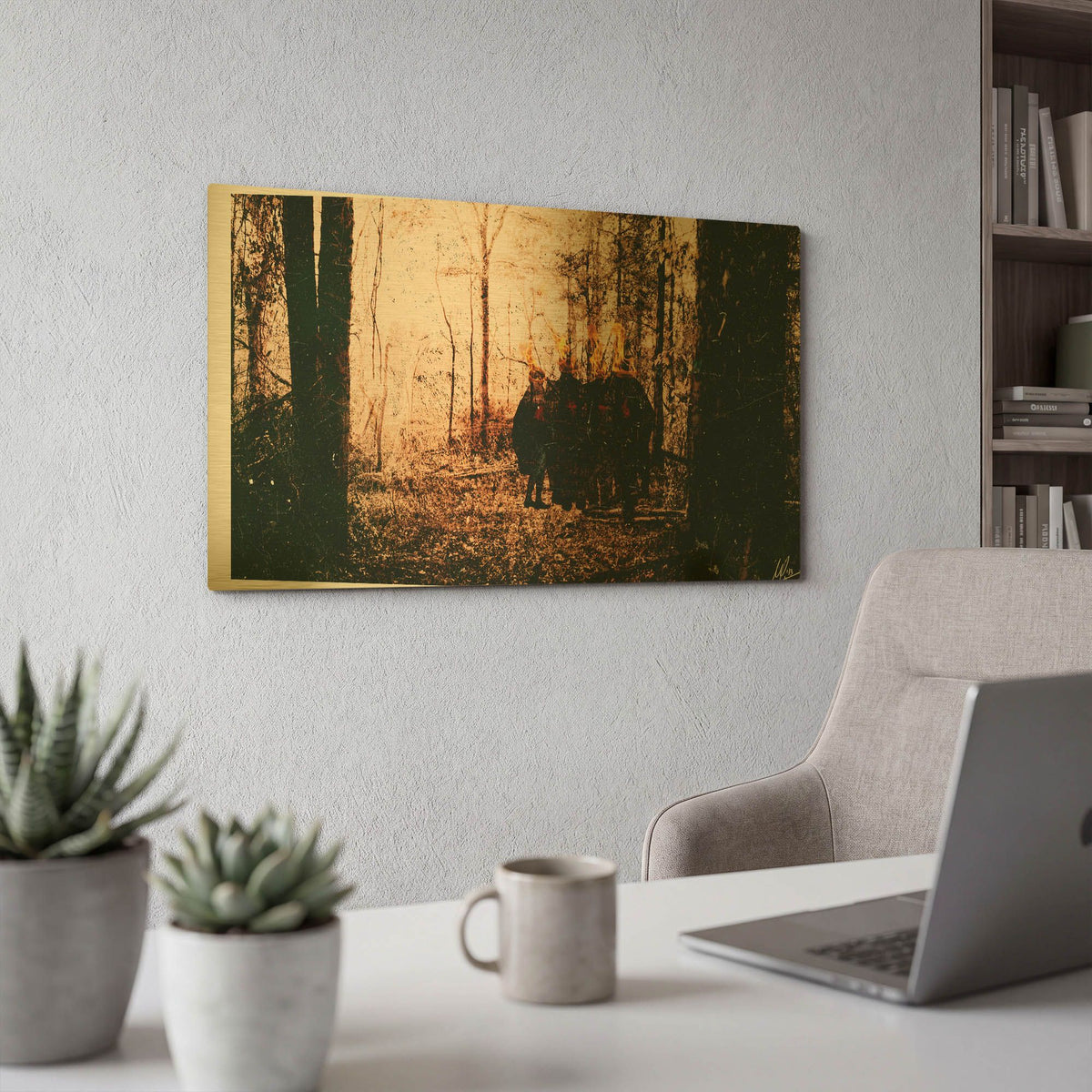 'People Are Dying' By Mario Sanchez Nevado Gold Metal Wall Art