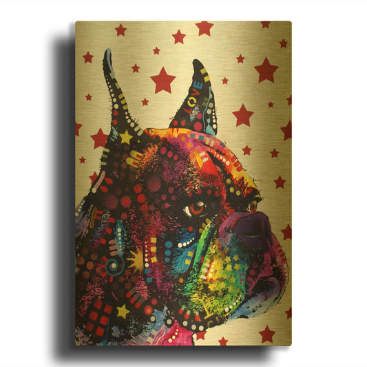 'Profile Boxer 2' By Dean Russo Gold Metal Wall Art
