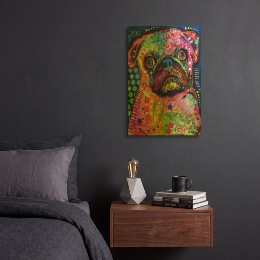 'Pug 2' By Dean Russo Gold Metal Wall Art
