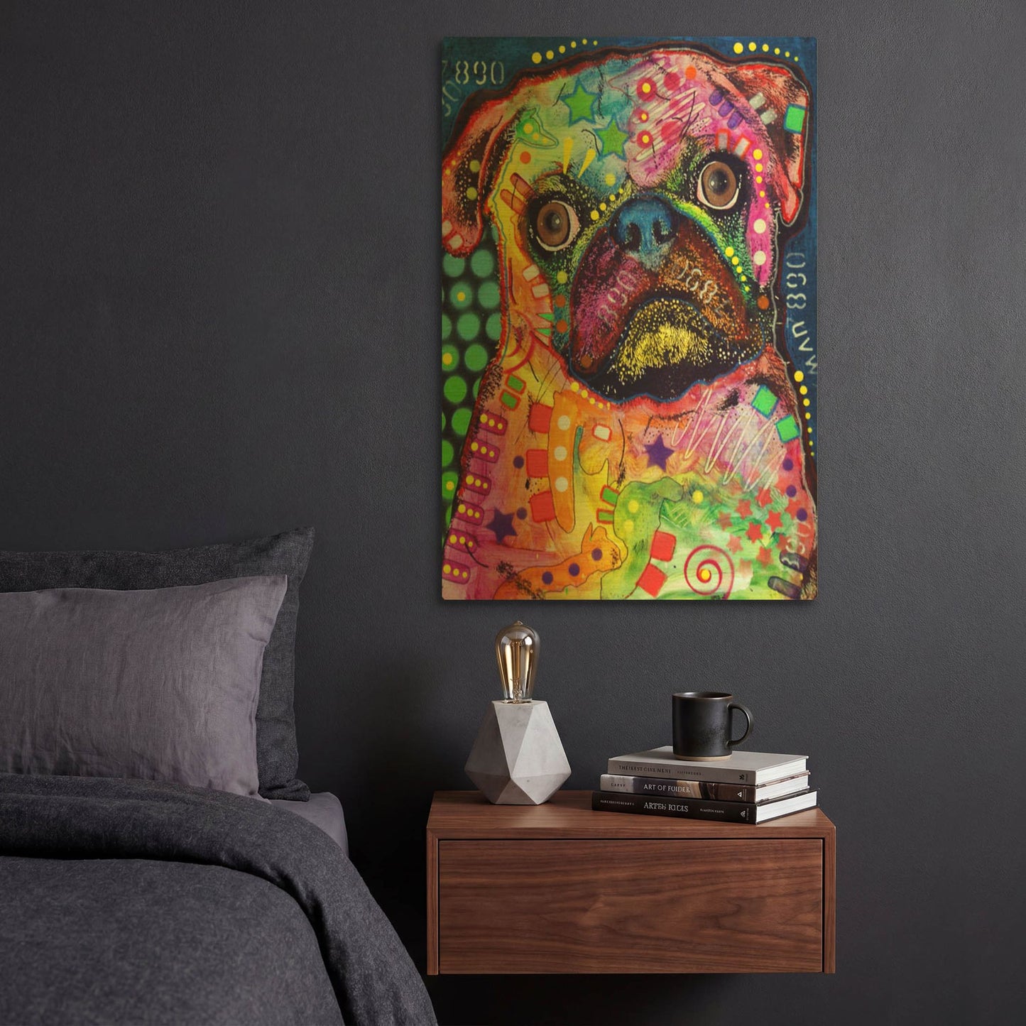 'Pug 2' By Dean Russo Gold Metal Wall Art