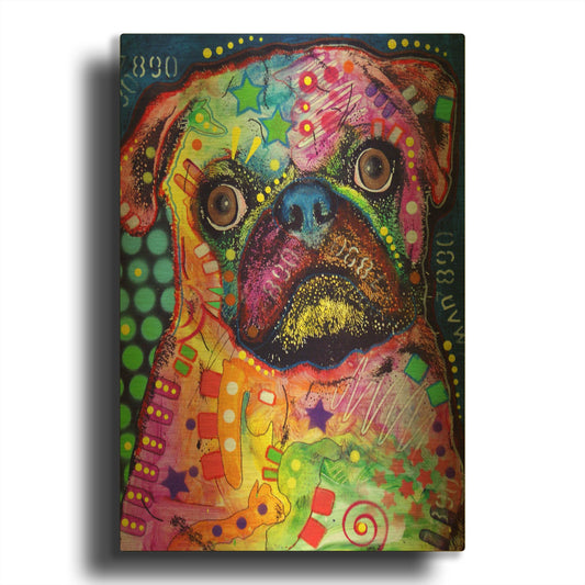 'Pug 2' By Dean Russo Gold Metal Wall Art