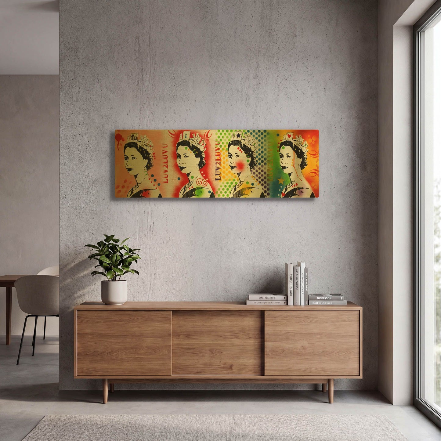 'QE 4' By Dean Russo Gold Metal Wall Art