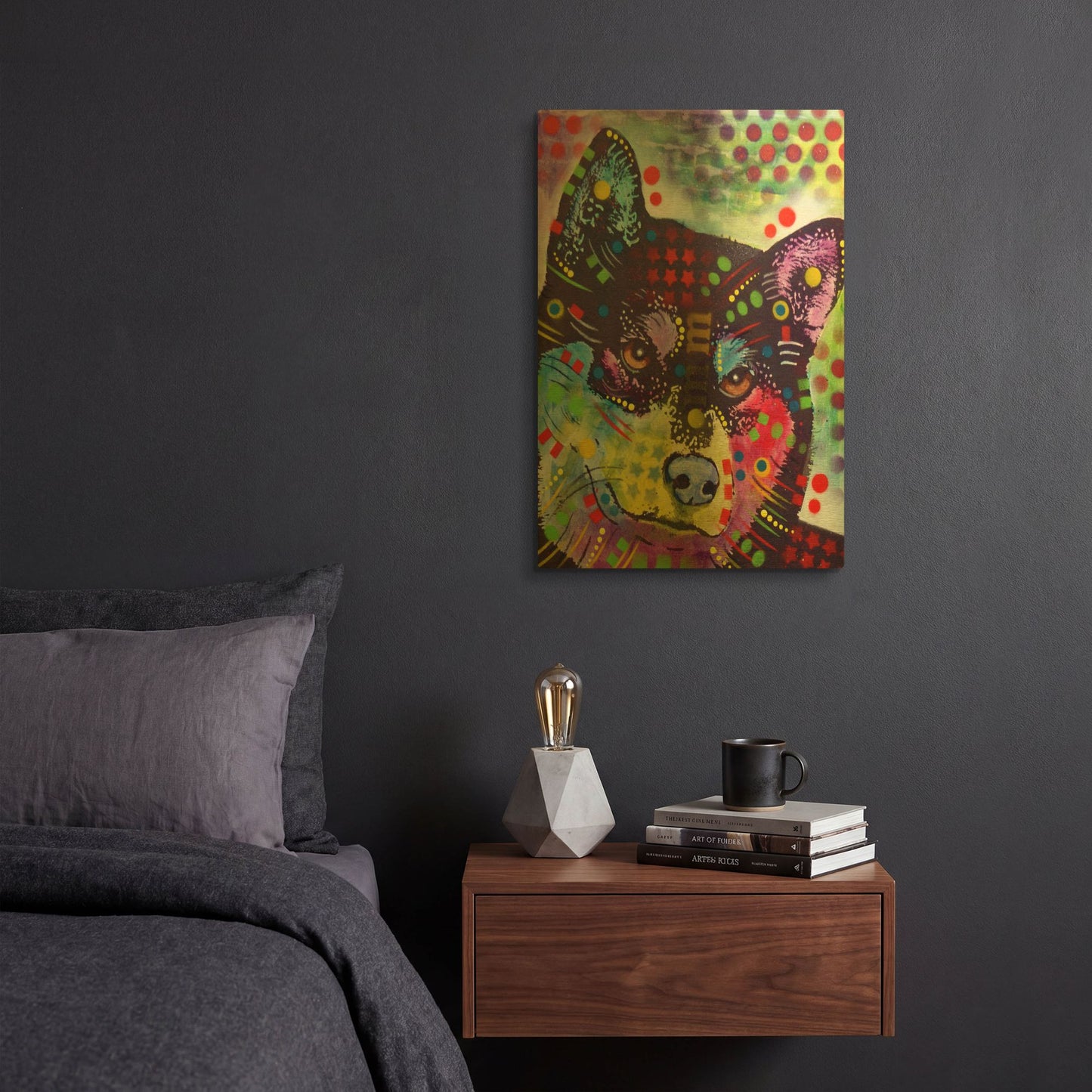 'Shiba Inu' By Dean Russo Gold Metal Wall Art