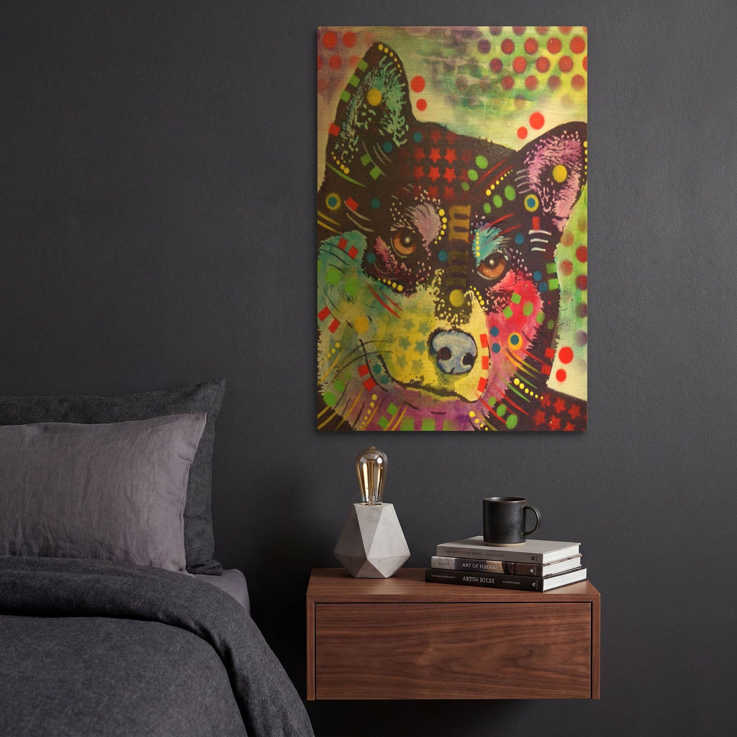 'Shiba Inu' By Dean Russo Gold Metal Wall Art