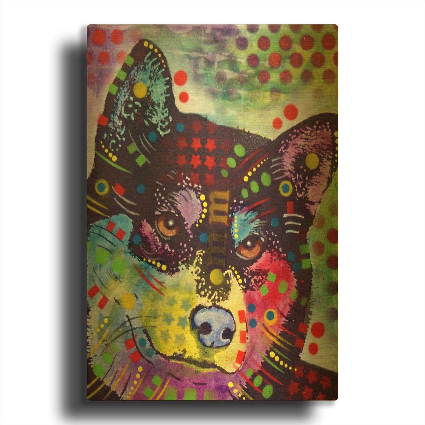 'Shiba Inu' By Dean Russo Gold Metal Wall Art