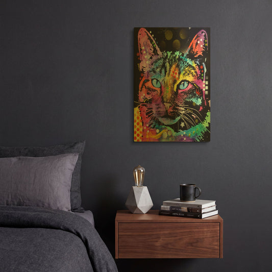 'Thoughtful Cat' By Dean Russo Gold Metal Wall Art