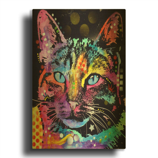 'Thoughtful Cat' By Dean Russo Gold Metal Wall Art
