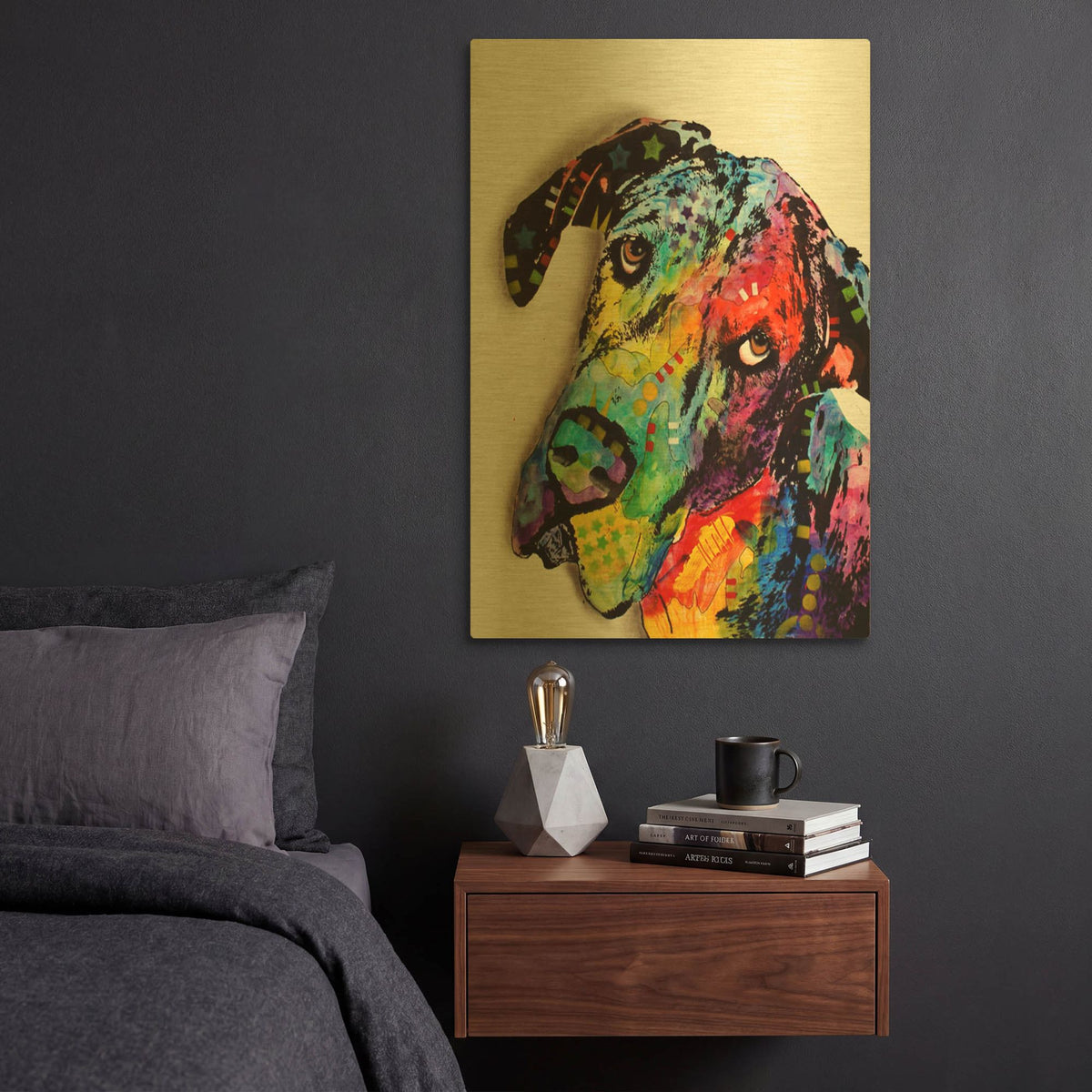 'Tilted Dane' By Dean Russo Gold Metal Wall Art