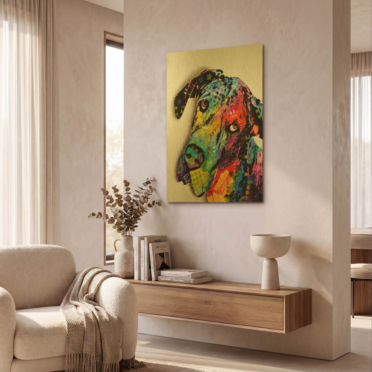 'Tilted Dane' By Dean Russo Gold Metal Wall Art