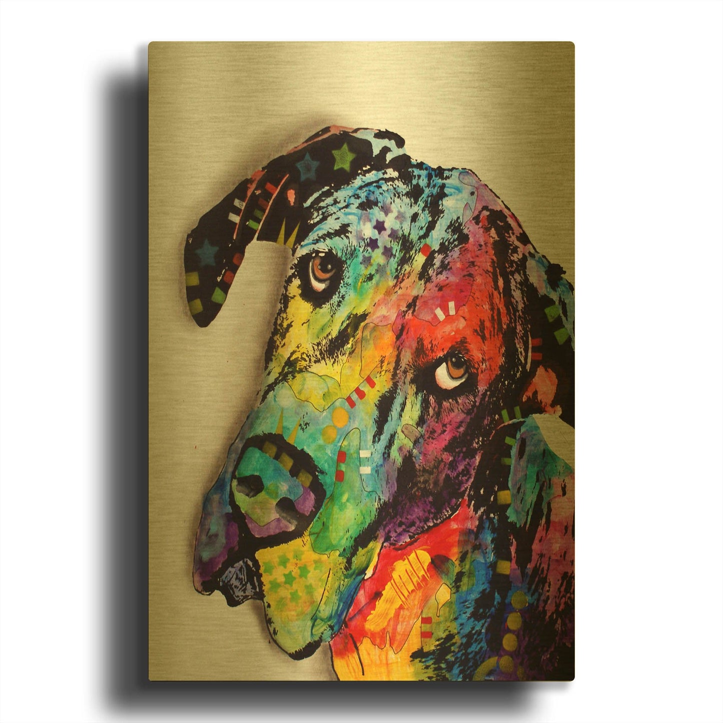 'Tilted Dane' By Dean Russo Gold Metal Wall Art
