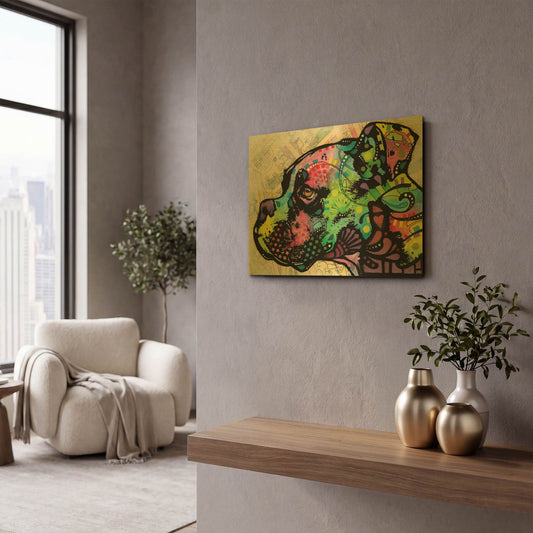 'Profile Boxer Deco' By Dean Russo Gold Metal Wall Art