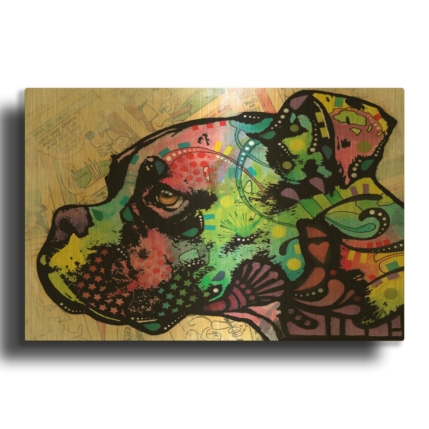 'Profile Boxer Deco' By Dean Russo Gold Metal Wall Art