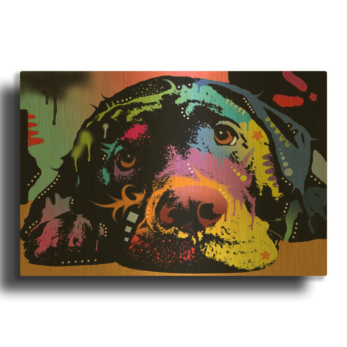 'Lying Lab' By Dean Russo Gold Metal Wall Art
