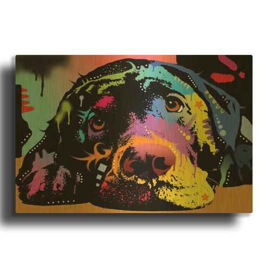 'Lying Lab' By Dean Russo Gold Metal Wall Art