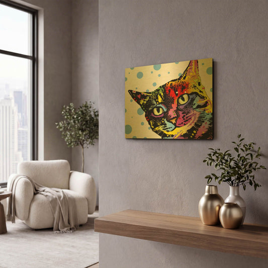 'The Pop Cat' By Dean Russo Gold Metal Wall Art
