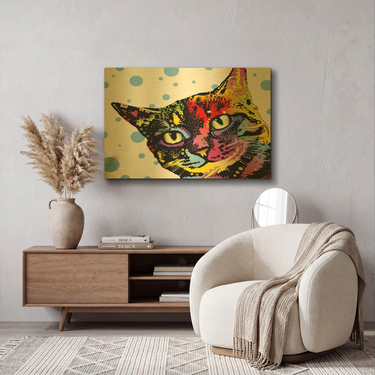 'The Pop Cat' By Dean Russo Gold Metal Wall Art