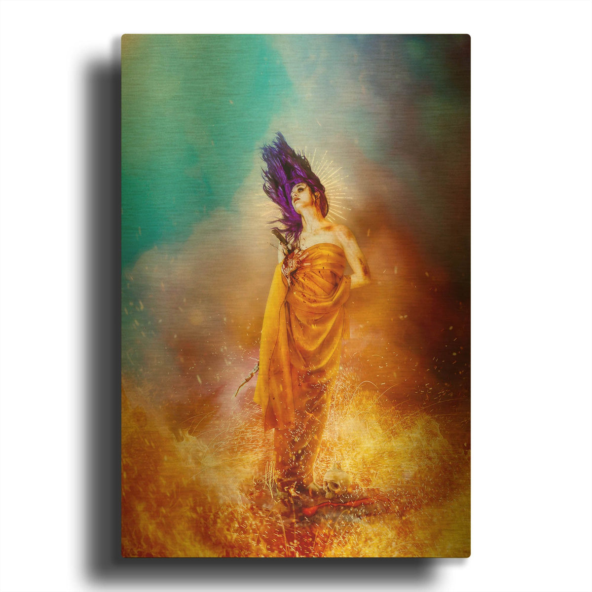 'Plus Ultra' By Mario Sanchez Nevado Gold Metal Wall Art