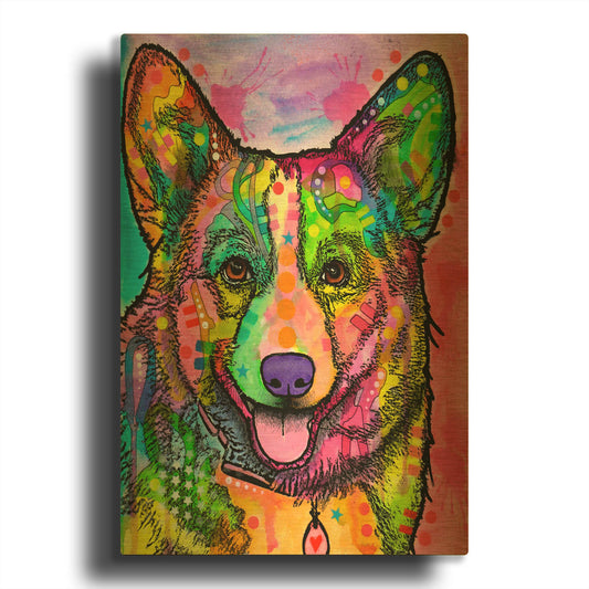 'Corgi Ii' By Dean Russo Gold Metal Wall Art