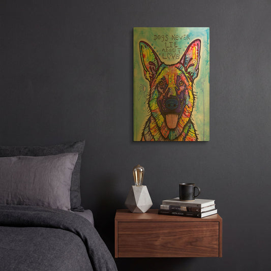 'Dogs Never Lie' By Dean Russo Gold Metal Wall Art