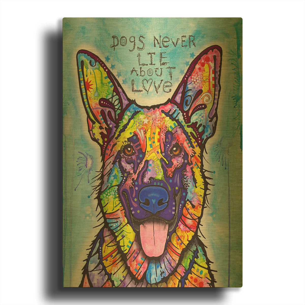 'Dogs Never Lie' By Dean Russo Gold Metal Wall Art