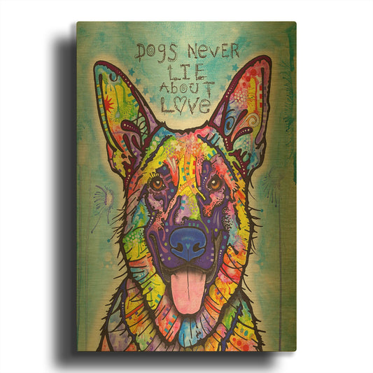 'Dogs Never Lie' By Dean Russo Gold Metal Wall Art