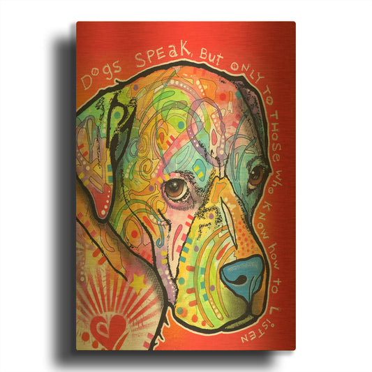 'Dogs Speak' By Dean Russo Gold Metal Wall Art