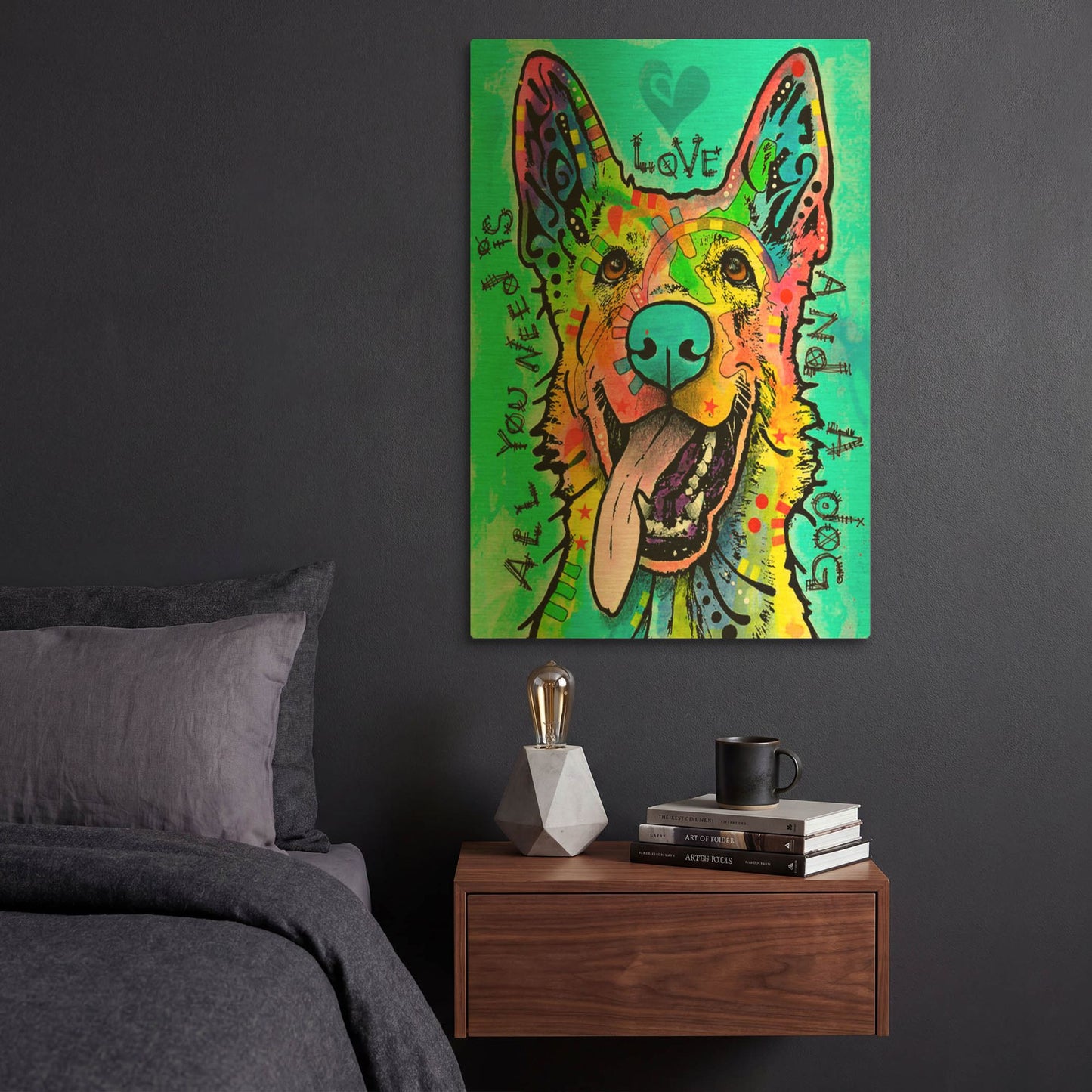 'Love And A Dog' By Dean Russo Gold Metal Wall Art