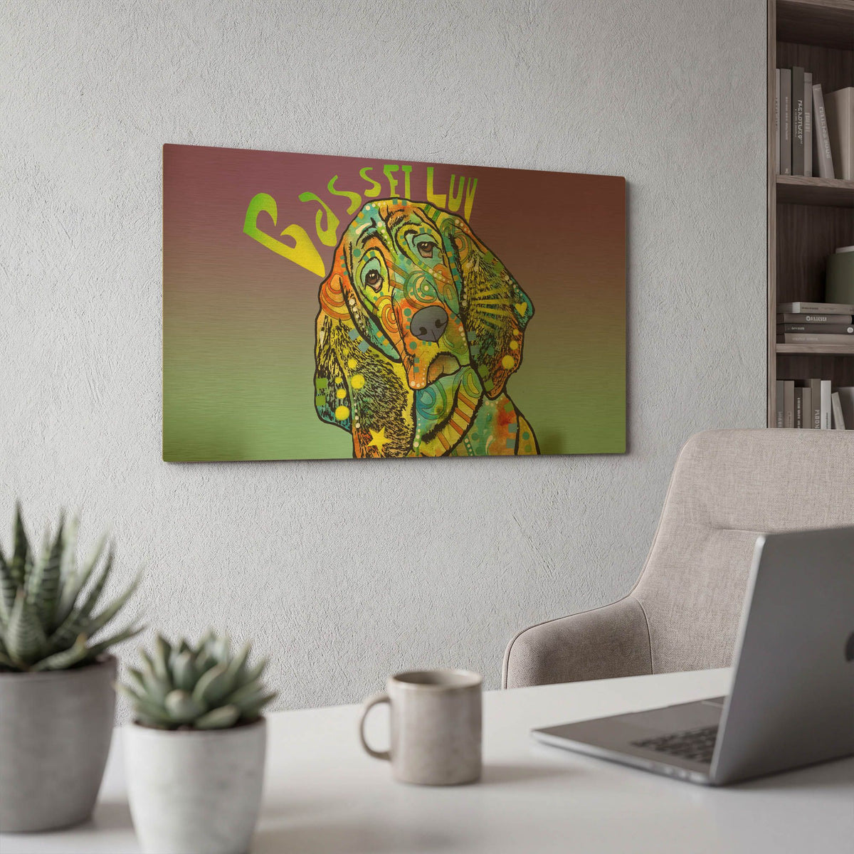 'Basset Luv' By Dean Russo Gold Metal Wall Art