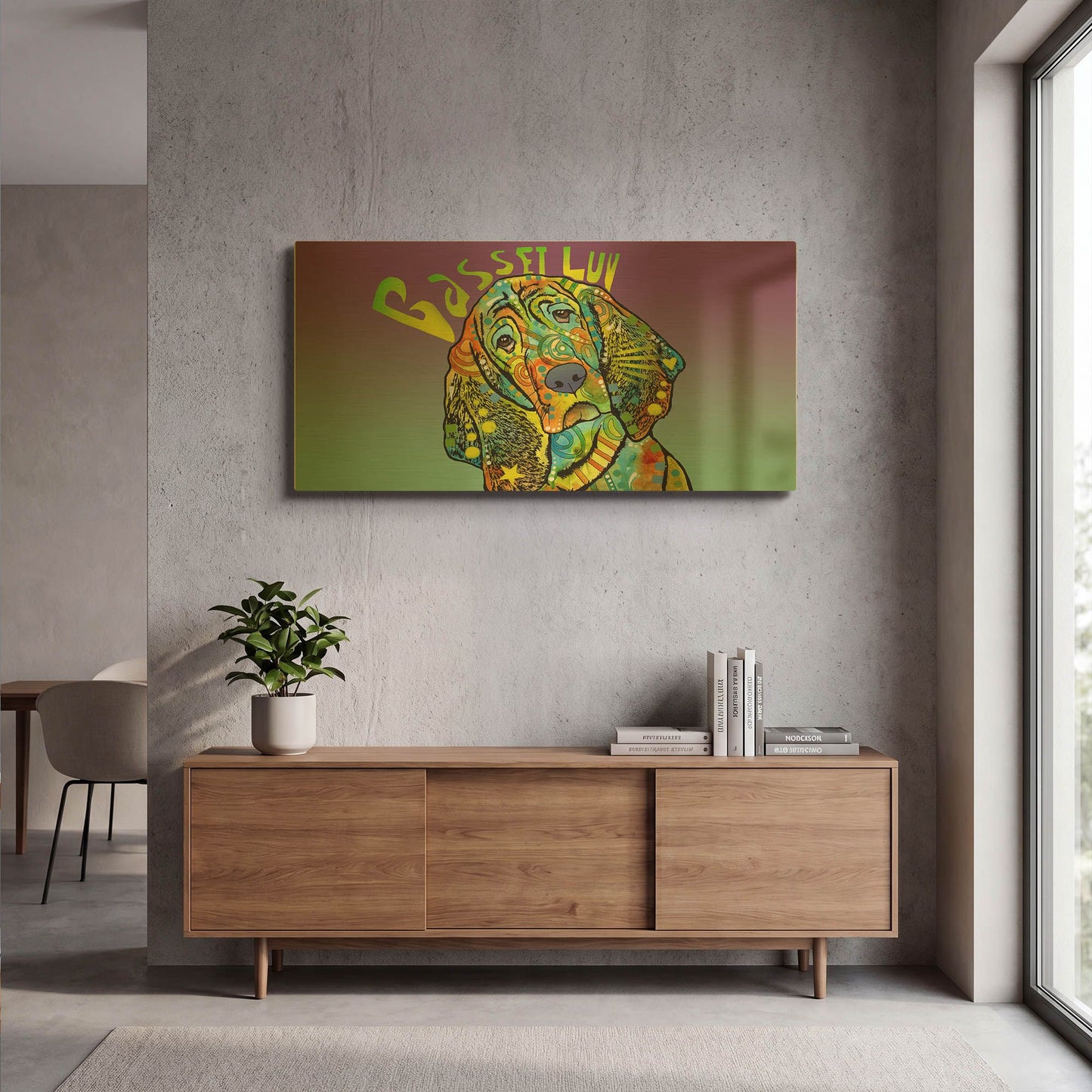 'Basset Luv' By Dean Russo Gold Metal Wall Art