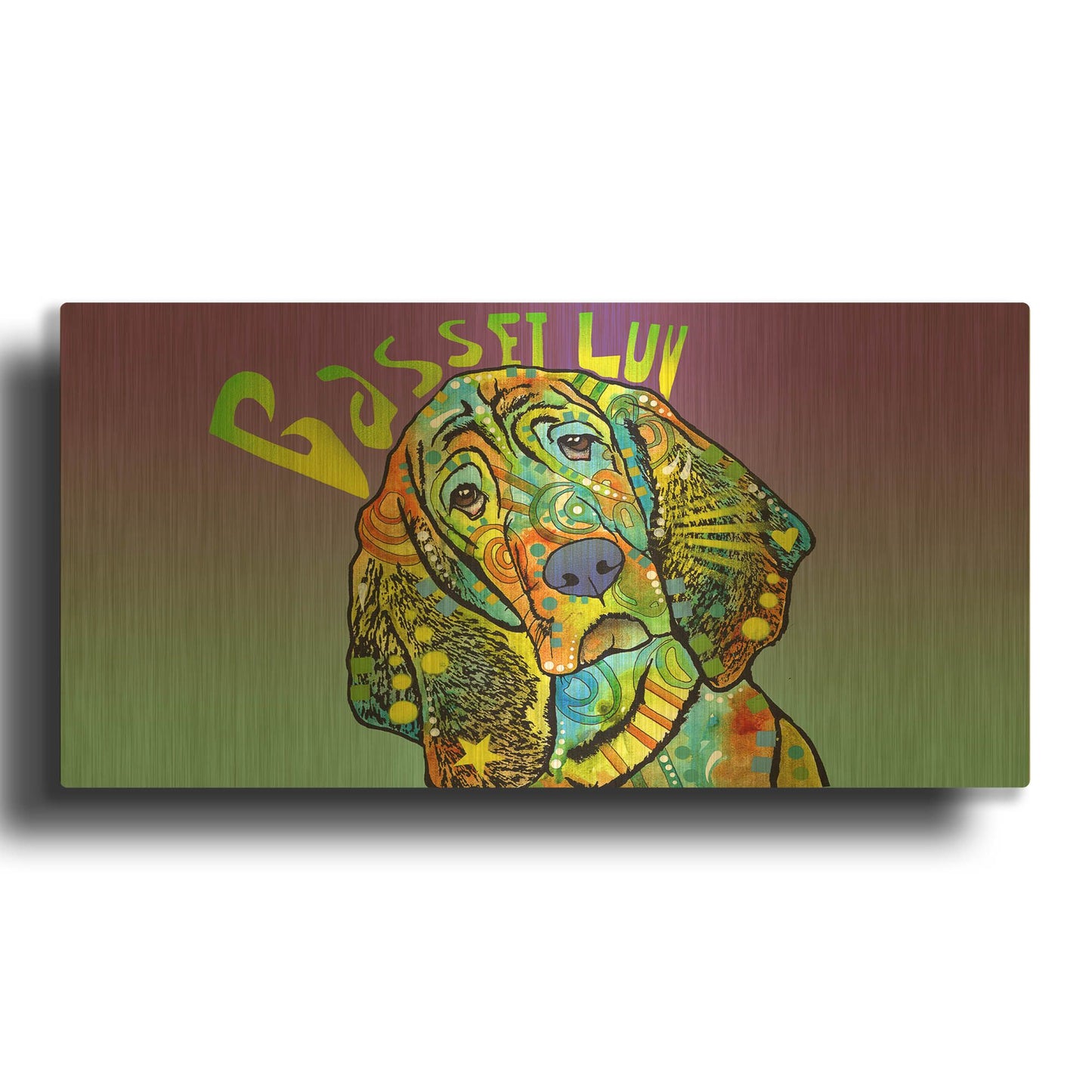 'Basset Luv' By Dean Russo Gold Metal Wall Art