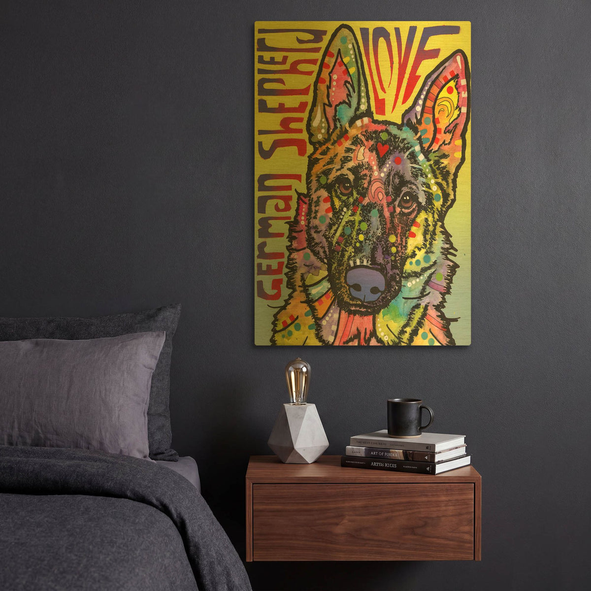 'German Shepherd Luv' By Dean Russo Gold Metal Wall Art