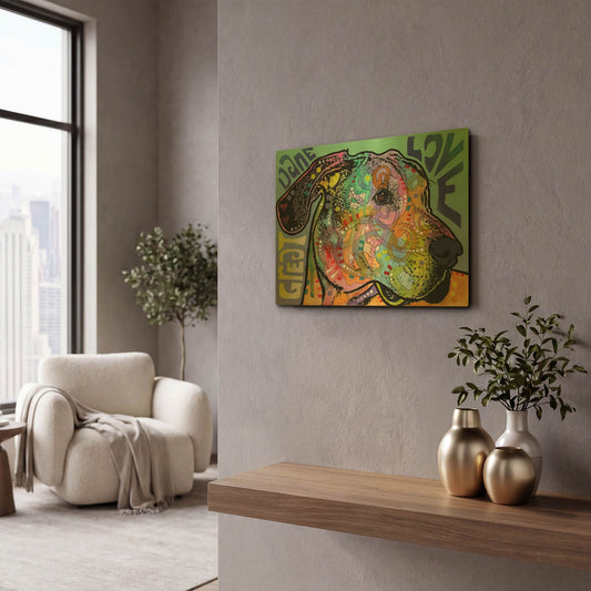 'Great Dane Luv' By Dean Russo Gold Metal Wall Art